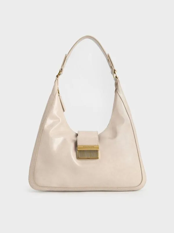 Women Charlot Hobo Bag 8211 Oat CHARLES and KEITH Hobo Bags