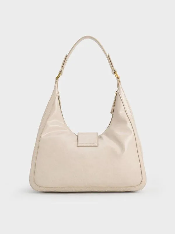 Women Charlot Hobo Bag 8211 Oat CHARLES and KEITH Hobo Bags
