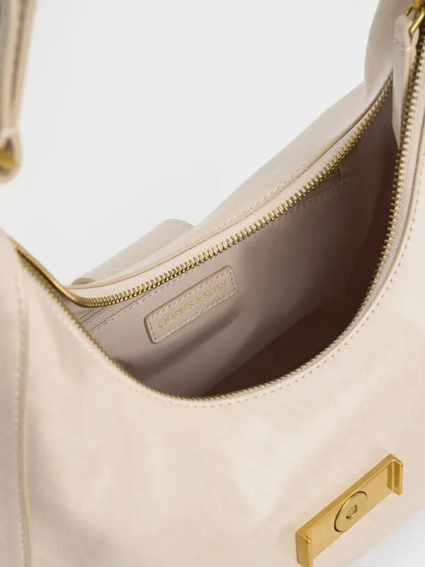 Women Charlot Hobo Bag 8211 Oat CHARLES and KEITH Hobo Bags