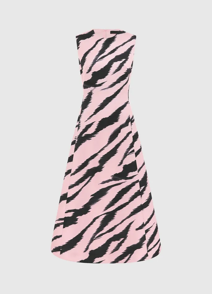 Women Cleo Sleeveless Midi Dress 8211 Tiger Print in Pink Dresses and Jumpsuits LEO LIN