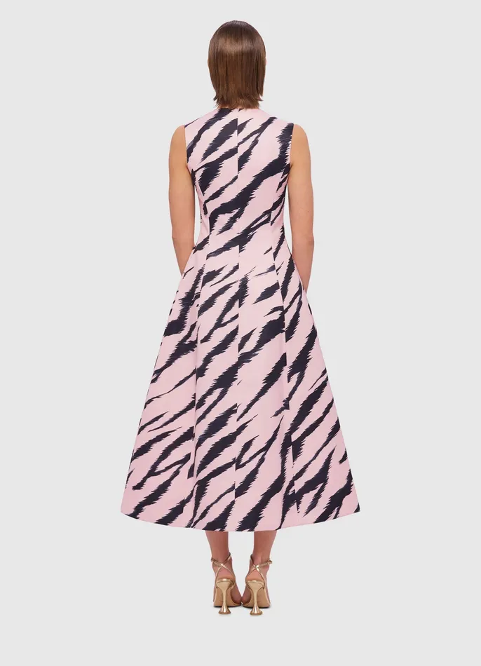 Women Cleo Sleeveless Midi Dress 8211 Tiger Print in Pink Dresses and Jumpsuits LEO LIN