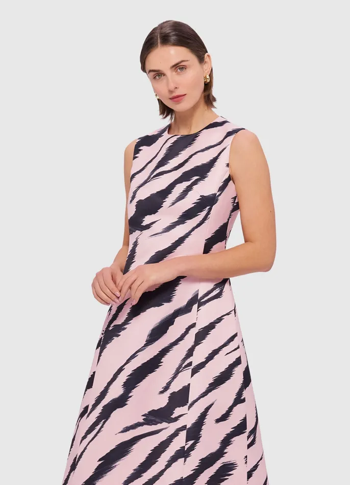 Women Cleo Sleeveless Midi Dress 8211 Tiger Print in Pink Dresses and Jumpsuits LEO LIN