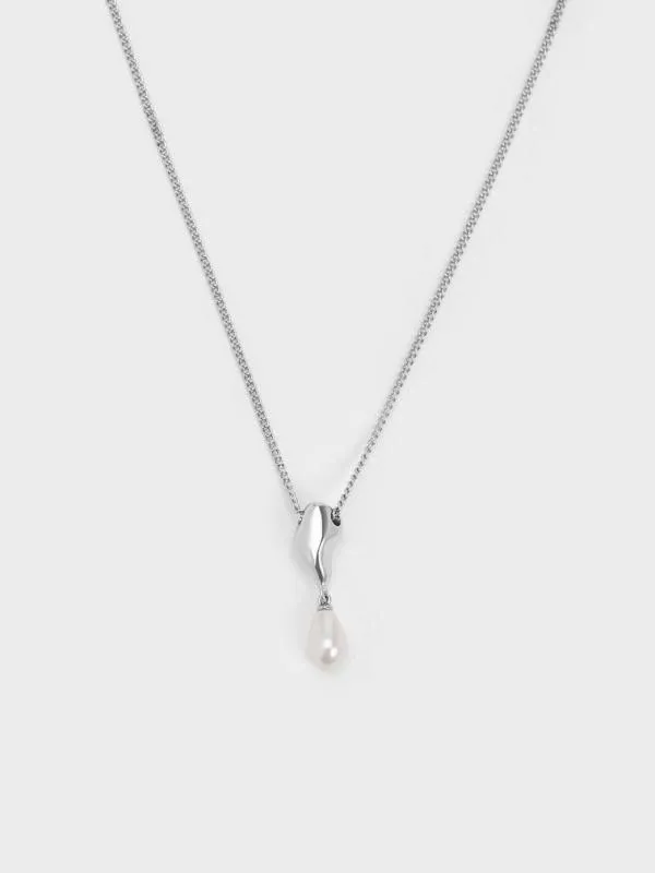 Women Corrine Teardrop Pearl Necklace 8211 Silver CHARLES and KEITH Necklaces Women Corrine Teardrop Pearl Necklace 8211 Silver CHARLES and KEITH Necklaces