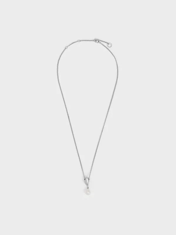 Women Corrine Teardrop Pearl Necklace 8211 Silver CHARLES and KEITH Necklaces Women Corrine Teardrop Pearl Necklace 8211 Silver CHARLES and KEITH Necklaces