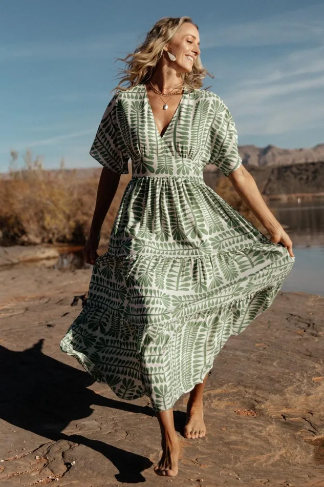 Women Cover Ups Baltic Born Austin Kimono Dress Green Print