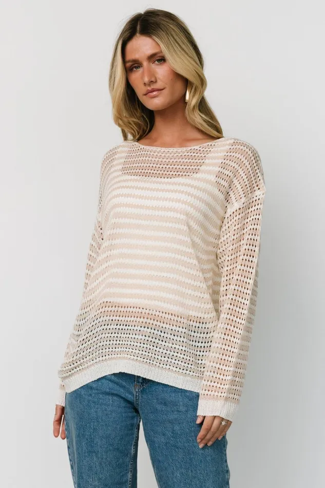 Women Cover Ups Baltic Born Valissa Open Knit Top White Sand Women Cover Ups Baltic Born Valissa Open Knit Top White Sand