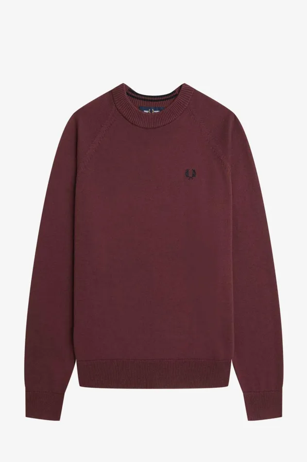 Women Crew Neck Jumper Oxblood Fred Perry Knitwear
