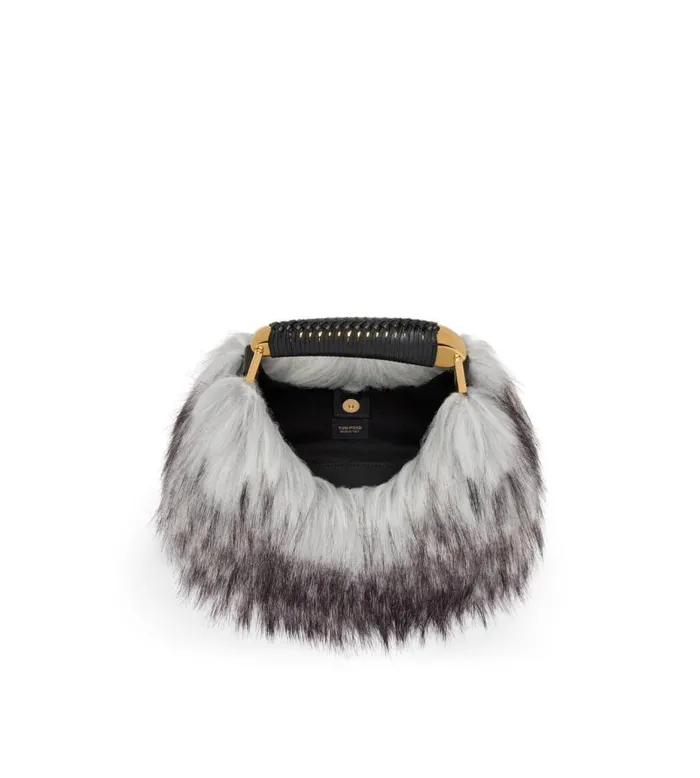 Women Cross Body Bags Tom Ford Faux Fur Bianca Mini Hobo Grey Melange Women Cross Body Bags Tom Ford Faux Fur Bianca Mini Hobo Grey Melange