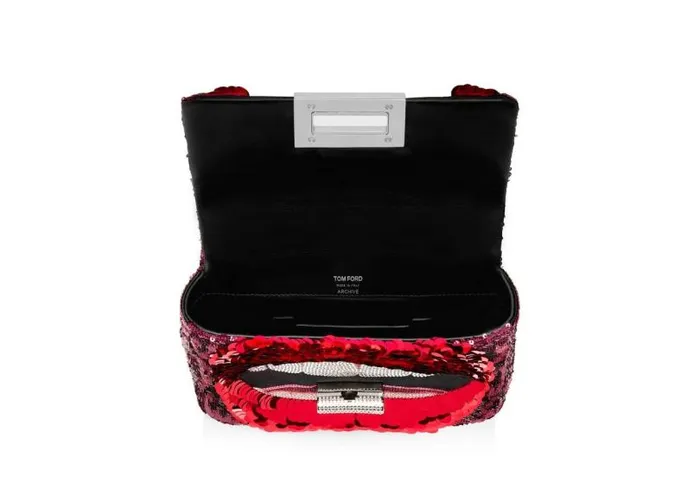 Women Cross Body Bags Tom Ford Maxi Lip Embroidery Soft Natalia Small Shoulder Bag Multicolor Red Black Women Cross Body Bags Tom Ford Maxi Lip Embroidery Soft Natalia Small Shoulder Bag Multicolor Red Black