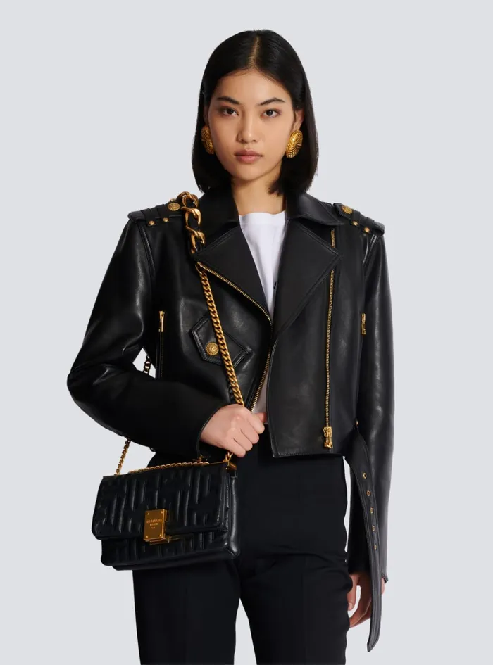 Women Crossbody Bags Balmain 1945 Soft Small Bag In Quilted Leather Black