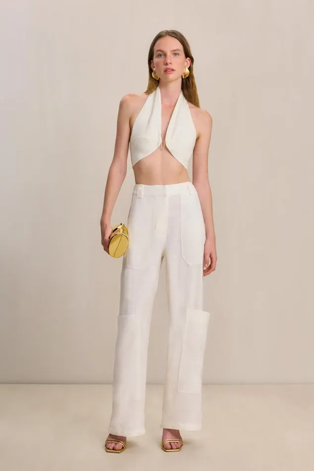 Women Cult Gaia Bottoms WYNN PANT 8211 OFF WHITE LINEN