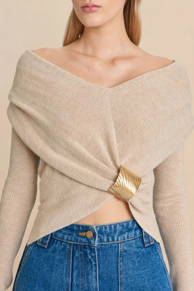 Women Cult Gaia Knits NICIA KNIT TOP 8211 CHAMPAGNE MELANGE Women Cult Gaia Knits NICIA KNIT TOP 8211 CHAMPAGNE MELANGE