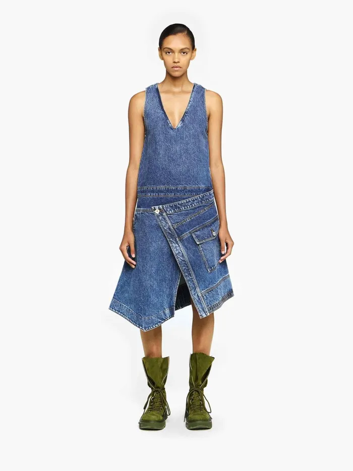 Women Denim JW Anderson WRAP FRONT SLEEVELESS DRESS Mid Blue Women Denim JW Anderson WRAP FRONT SLEEVELESS DRESS Mid Blue