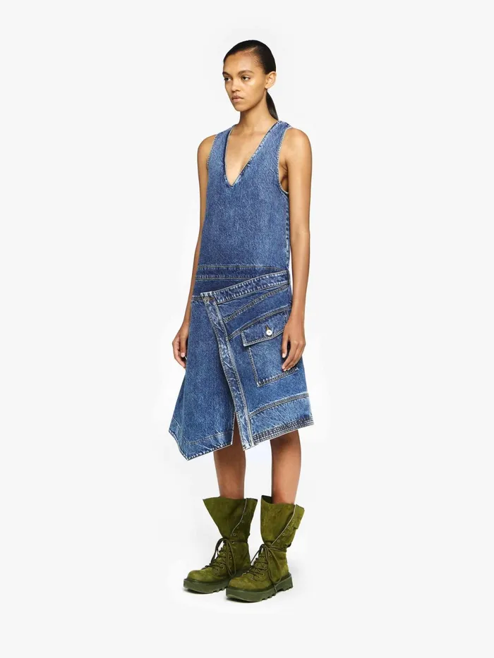 Women Denim JW Anderson WRAP FRONT SLEEVELESS DRESS Mid Blue Women Denim JW Anderson WRAP FRONT SLEEVELESS DRESS Mid Blue