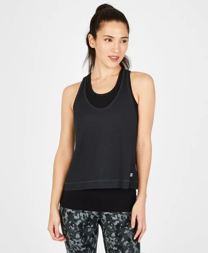 Women Double Time Seamless Gym Vest Black Sweaty Betty Vest Tops