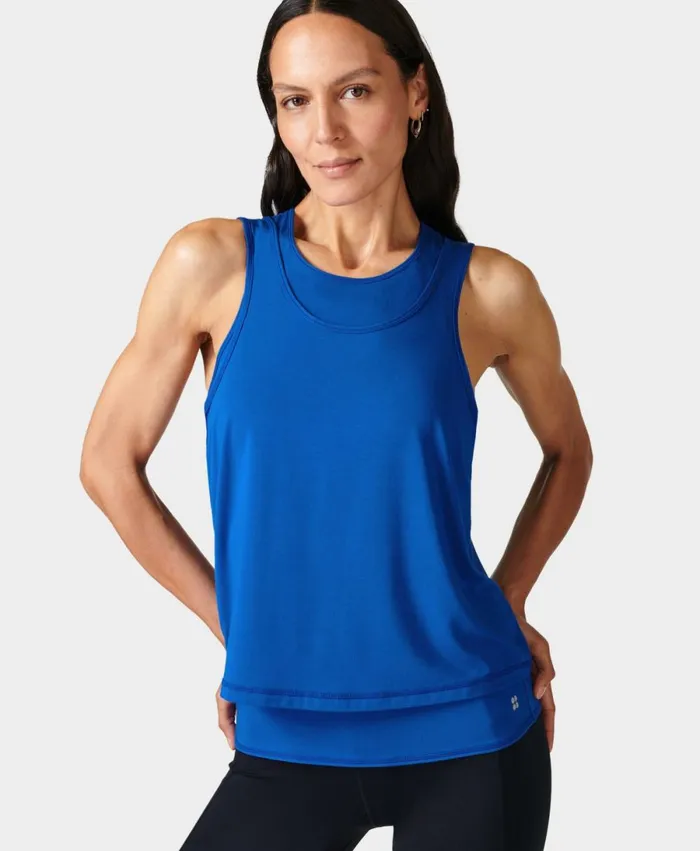 Women Double Up Vest Lightning Blue Sweaty Betty Vest Tops