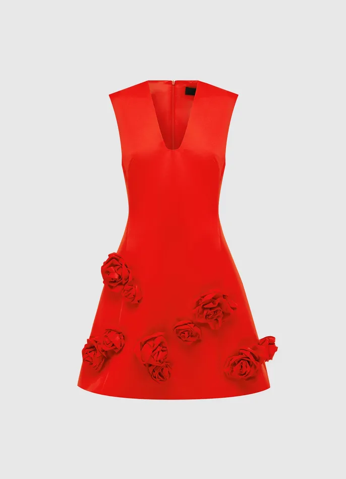 Women Dresses and Jumpsuits LEO LIN Briana V Neck Mini Dress 8211 Scarlet