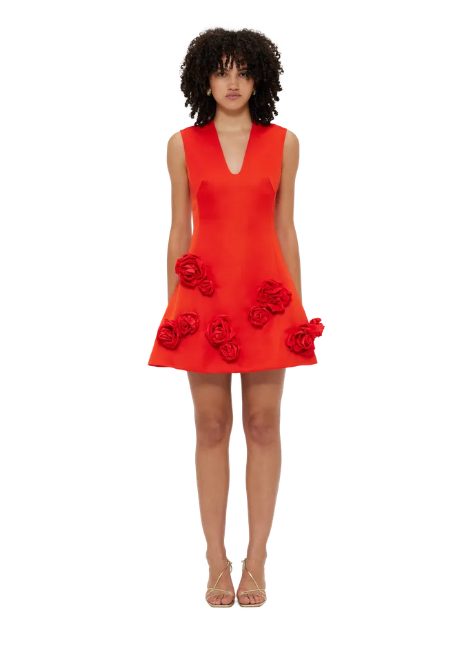 Women Dresses and Jumpsuits LEO LIN Briana V Neck Mini Dress 8211 Scarlet