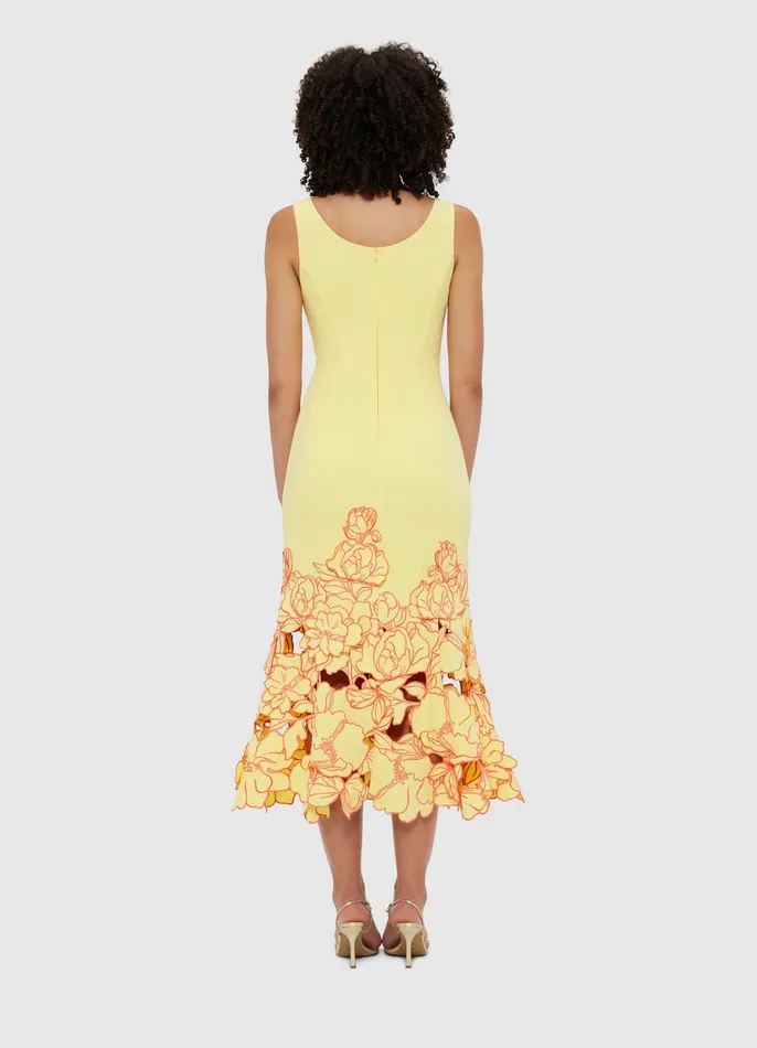 Women Dresses and Jumpsuits LEO LIN Emily Appliqu Midi Dress 8211 Sorbet Yellow