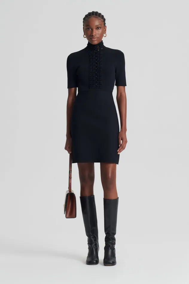 Women Dresses Scanlan Theodore CREPE KNIT DAISY MINI DRESS BLACK Women Dresses Scanlan Theodore CREPE KNIT DAISY MINI DRESS BLACK