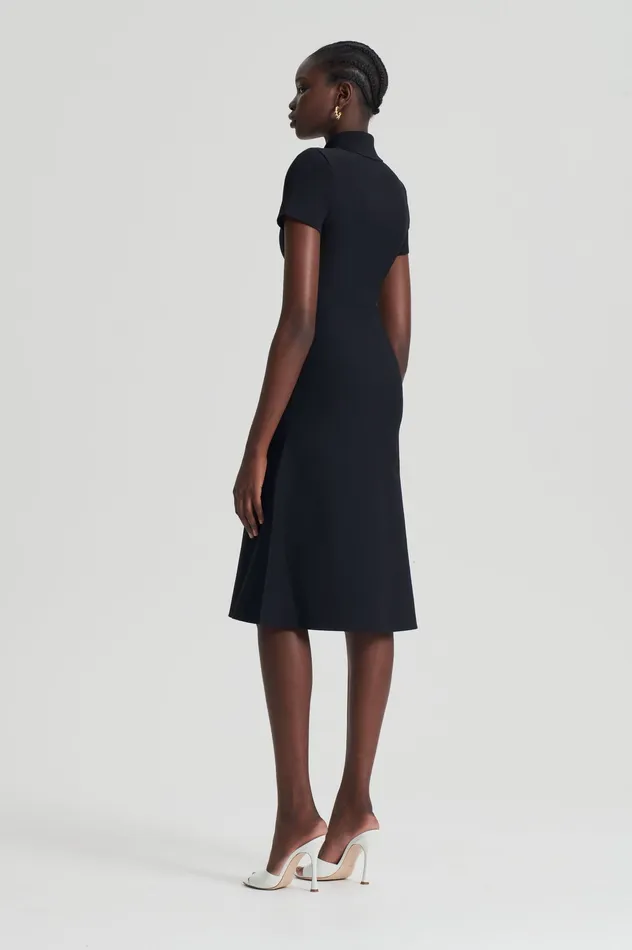 Women Dresses Scanlan Theodore CREPE KNIT ZIP SHIRT DRESS BLACK
