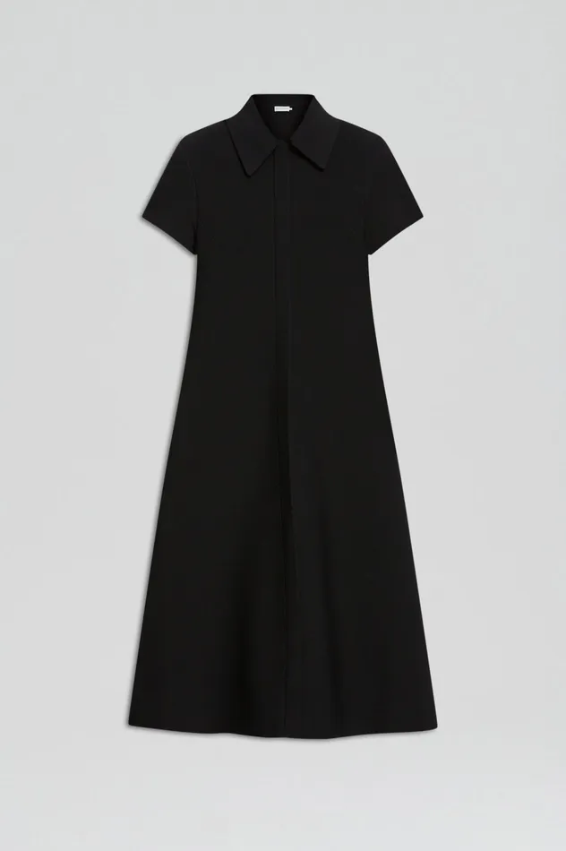 Women Dresses Scanlan Theodore CREPE KNIT ZIP SHIRT DRESS BLACK