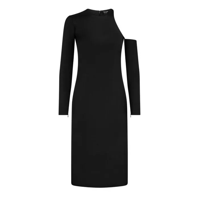 Women Dresses Tom Ford Cady Silk Marocaine Asymmetric Dress Black