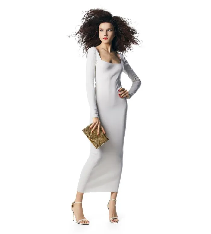 Women Dresses Tom Ford Cashmere Silk Square Neck Dress Women Dresses Tom Ford Cashmere Silk Square Neck Dress