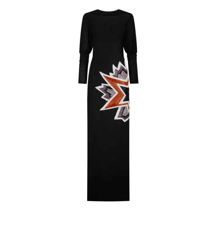 Women Dresses Tom Ford Kapow Evening Dress Black and Multicolor