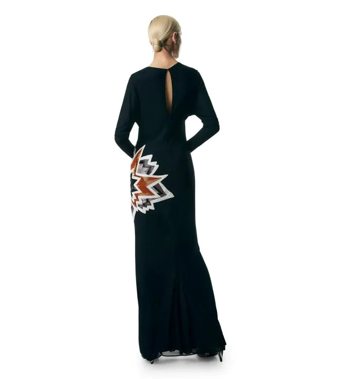 Women Dresses Tom Ford Kapow Evening Dress Black and Multicolor Women Dresses Tom Ford Kapow Evening Dress Black and Multicolor
