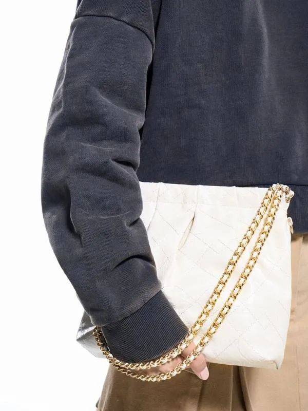 Women Duo Chain Handle Shoulder Bag 8211 White CHARLES and KEITH Slouchy Bags