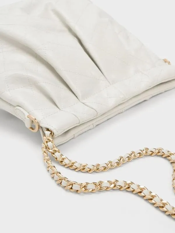 Women Duo Chain Handle Shoulder Bag 8211 White CHARLES and KEITH Slouchy Bags