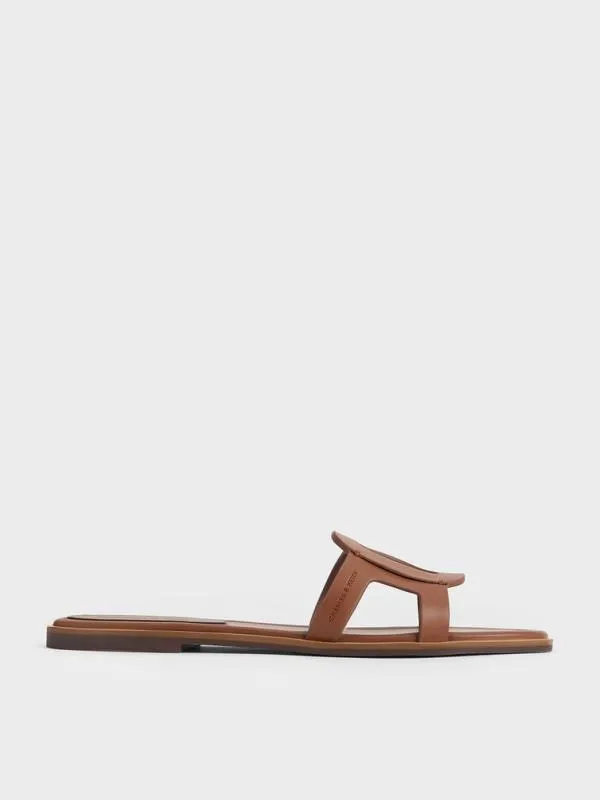 Women Easley CutOut Slide Sandals 8211 Caramel CHARLES and KEITH Sandals
