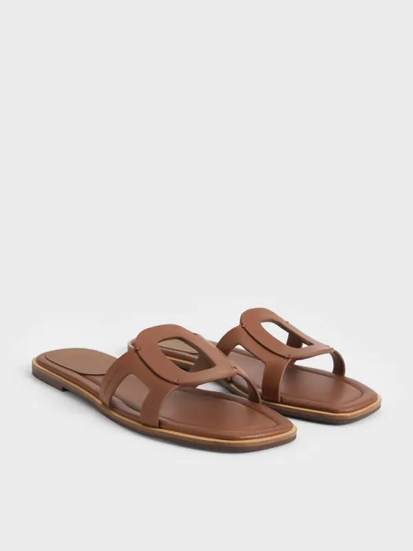 Women Easley CutOut Slide Sandals 8211 Caramel CHARLES and KEITH Sandals