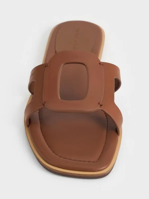 Women Easley CutOut Slide Sandals 8211 Caramel CHARLES and KEITH Sandals