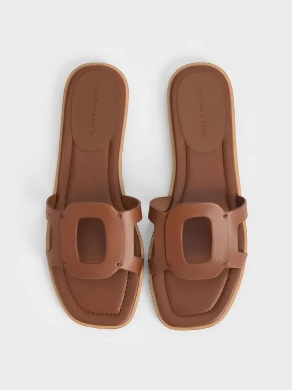 Women Easley CutOut Slide Sandals 8211 Caramel CHARLES and KEITH Sandals