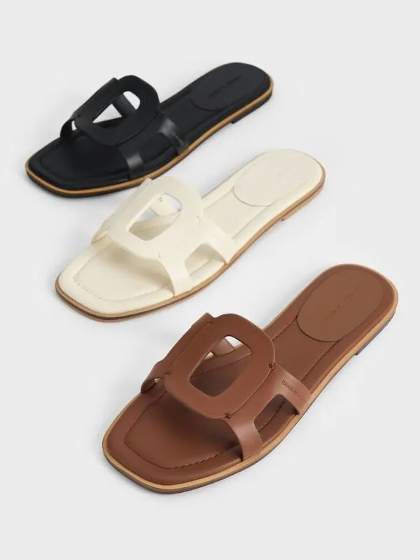 Women Easley CutOut Slide Sandals 8211 Caramel CHARLES and KEITH Sandals