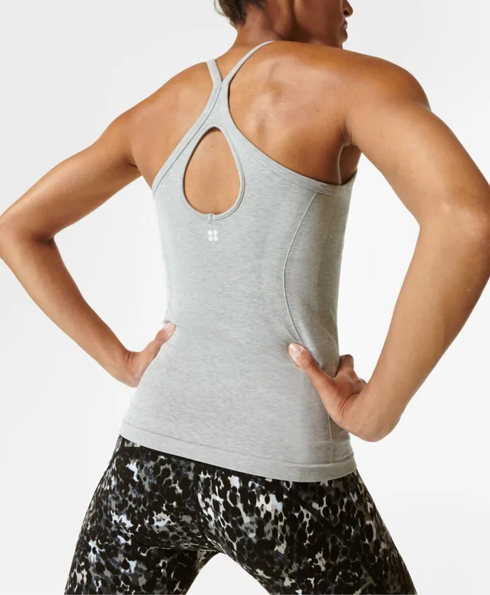 Women Elemental Seamless Workout Vest Grey Marl Sweaty Betty Vest Tops