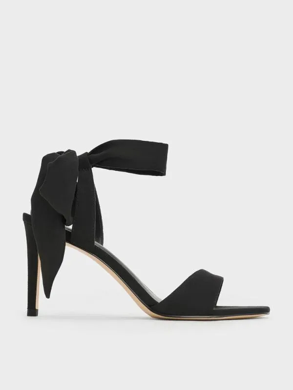 Women Eliana Textured TieAround Heeled Sandals 8211 Black Textured CHARLES and KEITH Sandals Women Eliana Textured TieAround Heeled Sandals 8211 Black Textured CHARLES and KEITH Sandals