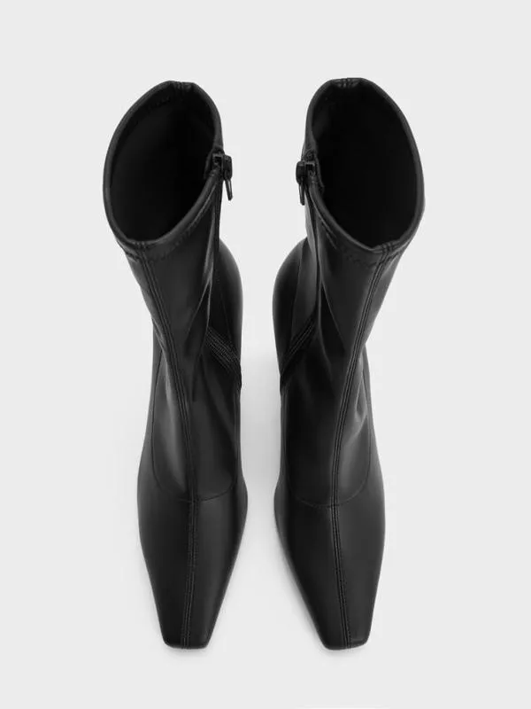 Women Elongated SquareToe Ankle Boots 8211 Black CHARLES and KEITH Boots