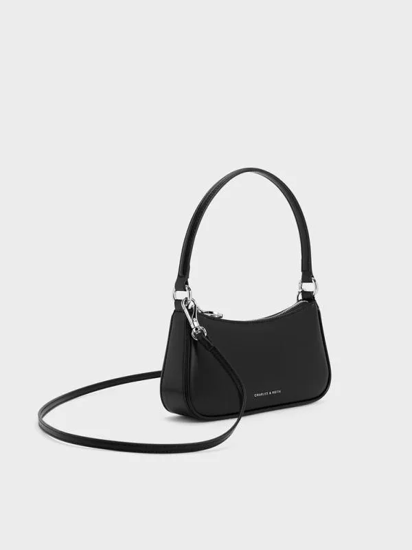 Women Elspeth Curved Shoulder Bag 8211 Noir CHARLES and KEITH Crossbody Bags