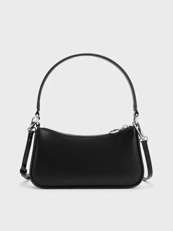 Women Elspeth Curved Shoulder Bag 8211 Noir CHARLES and KEITH Crossbody Bags