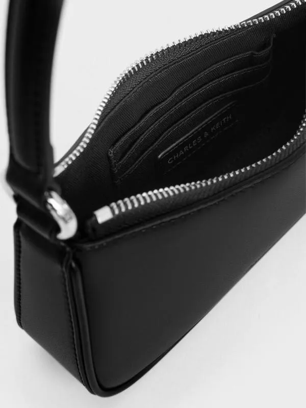 Women Elspeth Curved Shoulder Bag 8211 Noir CHARLES and KEITH Crossbody Bags