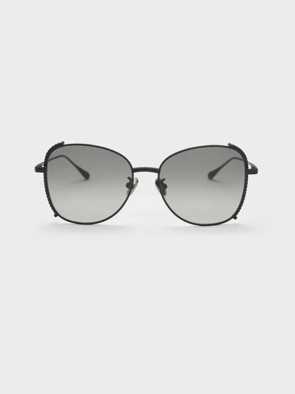 Women Embellished HalfFrame Butterfly Sunglasses 8211 Black CHARLES and KEITH Butterfly Women Embellished HalfFrame Butterfly Sunglasses 8211 Black CHARLES and KEITH Butterfly