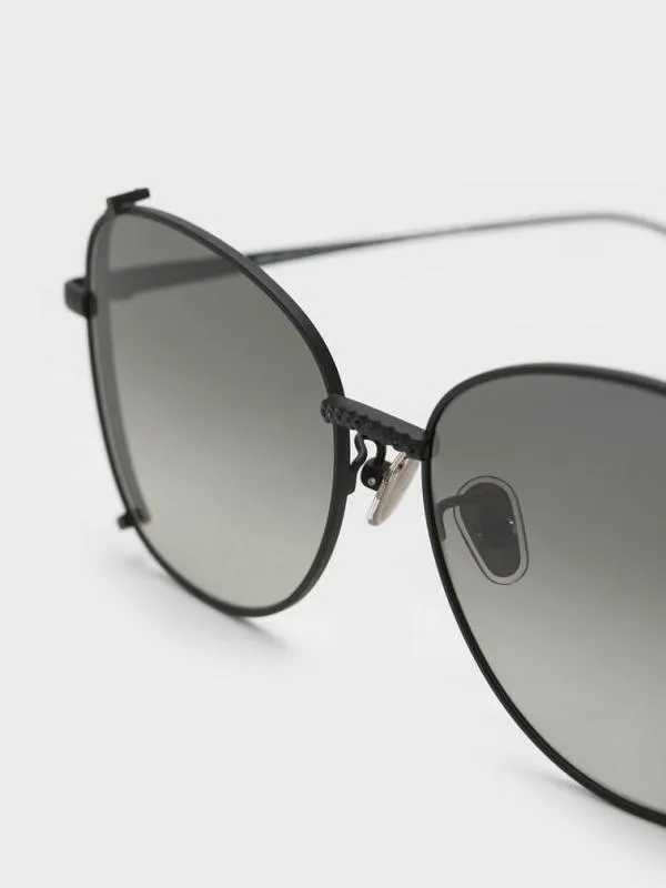 Women Embellished HalfFrame Butterfly Sunglasses 8211 Black CHARLES and KEITH Butterfly