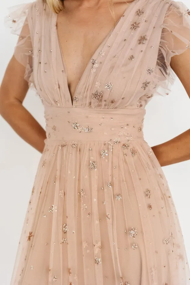 Women Embellished Sequin Baltic Born Chiara Shimmer Midi Dress Natural Blush Women Embellished Sequin Baltic Born Chiara Shimmer Midi Dress Natural Blush