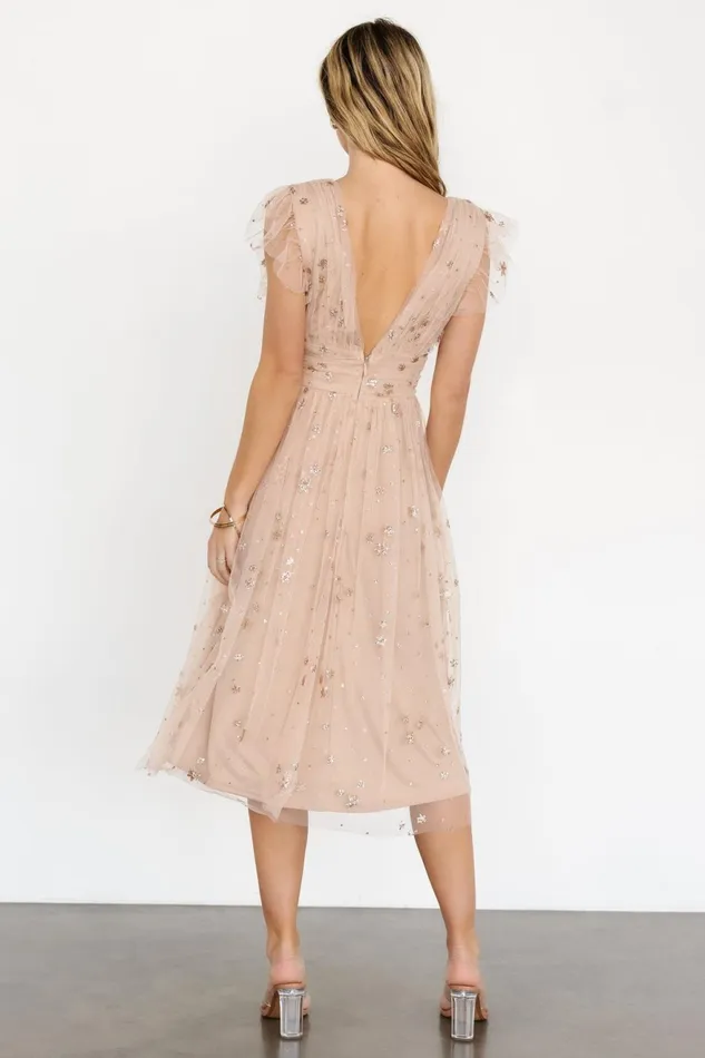 Women Embellished Sequin Baltic Born Chiara Shimmer Midi Dress Natural Blush Women Embellished Sequin Baltic Born Chiara Shimmer Midi Dress Natural Blush