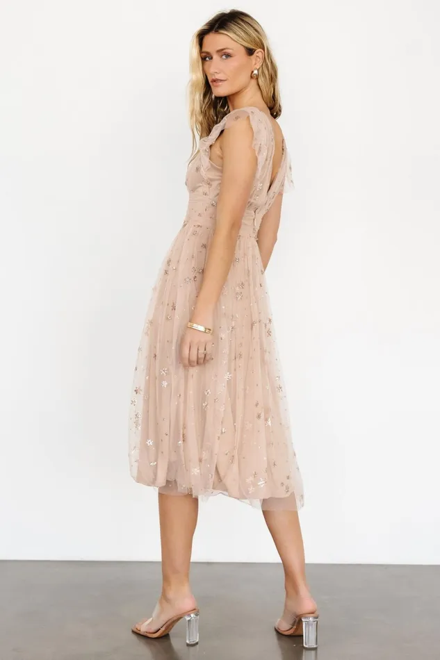 Women Embellished Sequin Baltic Born Chiara Shimmer Midi Dress Natural Blush Women Embellished Sequin Baltic Born Chiara Shimmer Midi Dress Natural Blush
