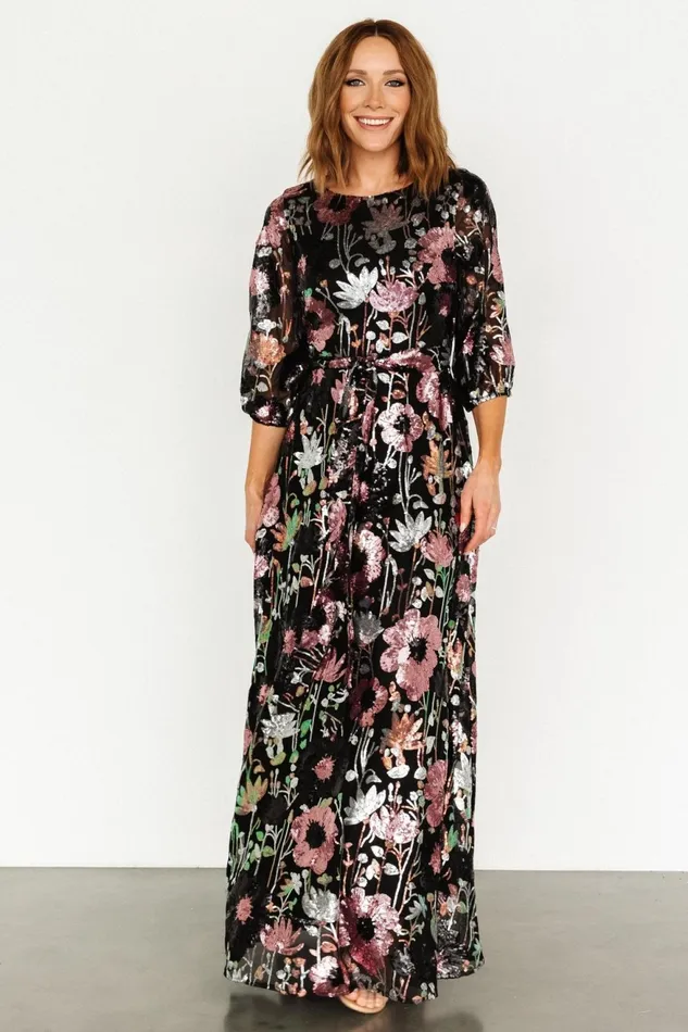 Women Embellished Sequin Baltic Born Destiny Sequin Maxi Dress Black Multi Women Embellished Sequin Baltic Born Destiny Sequin Maxi Dress Black Multi