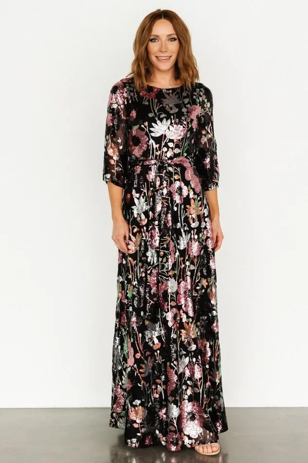 Women Embellished Sequin Baltic Born Destiny Sequin Maxi Dress Black Multi Women Embellished Sequin Baltic Born Destiny Sequin Maxi Dress Black Multi